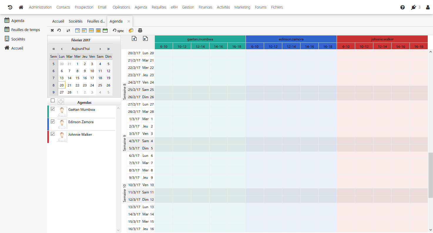 Agenda - vue planning Agenda - vue planning