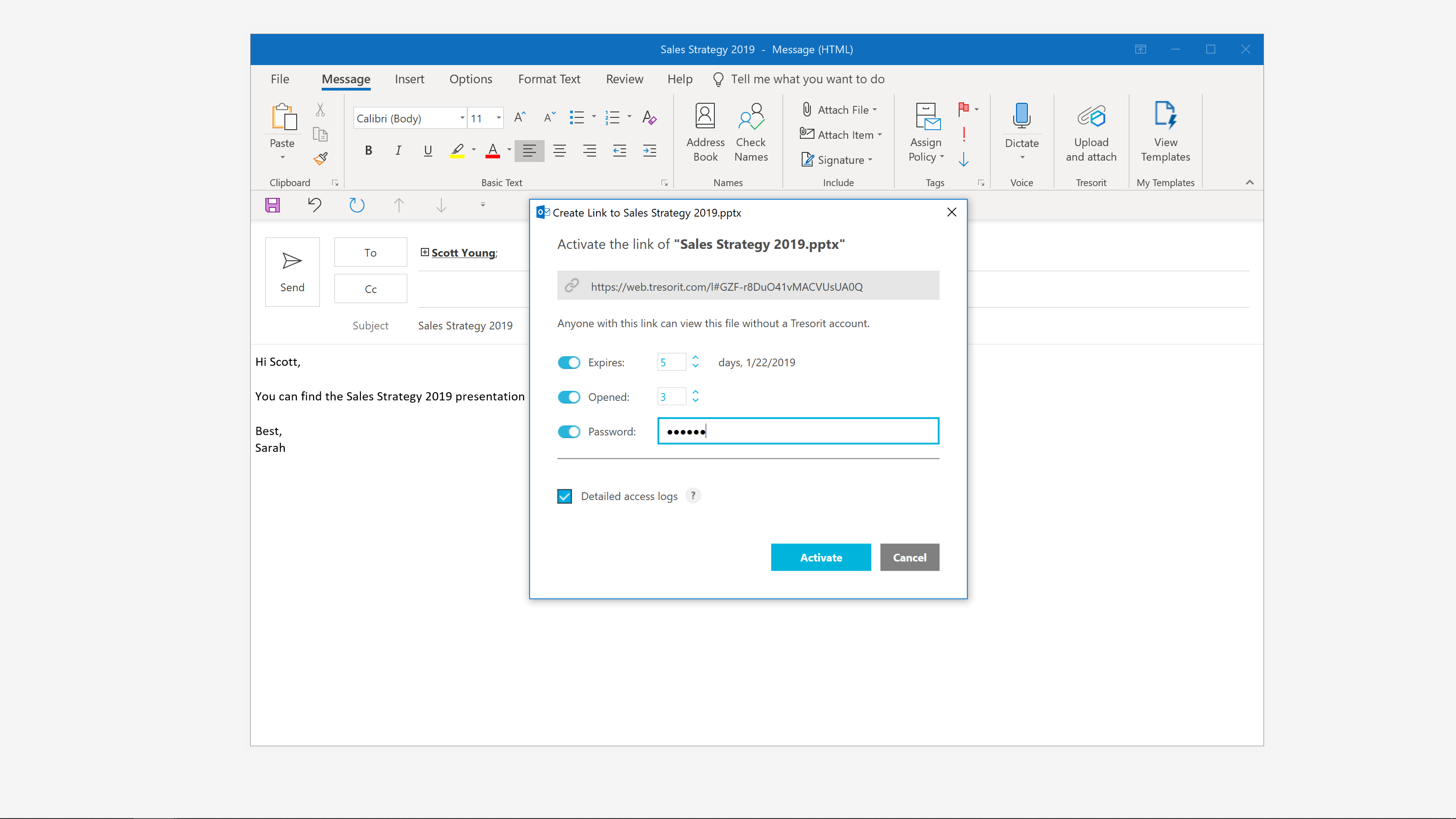 Tresorit - outlook addon - link settings.png Tresorit - outlook addon - link settings.png