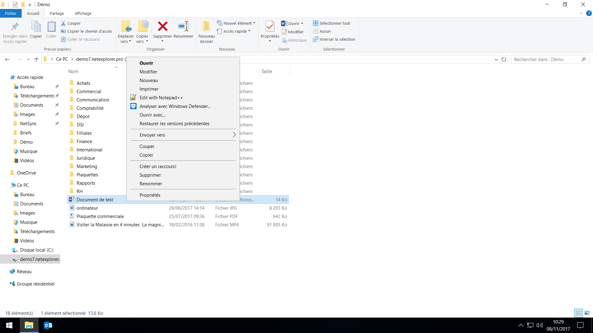 Assistant de connexion en lecteur réseau. Vous pouvez ainsi connecter votre plateforme en disque réseau et accéder à tous vos documents rapidement et en toute simplicité depuis votre poste de travail.