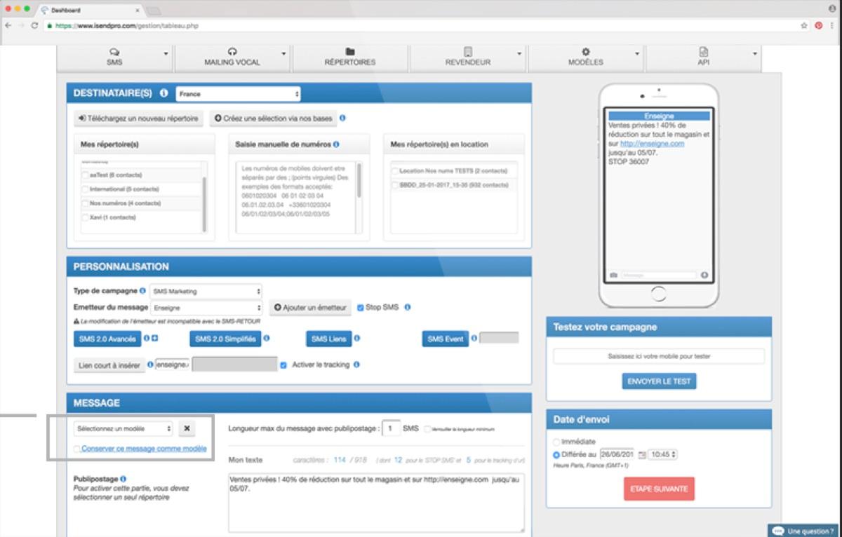 iSend Pro : enregistrement des modèles de SMS iSend Pro : enregistrement des modèles de SMS