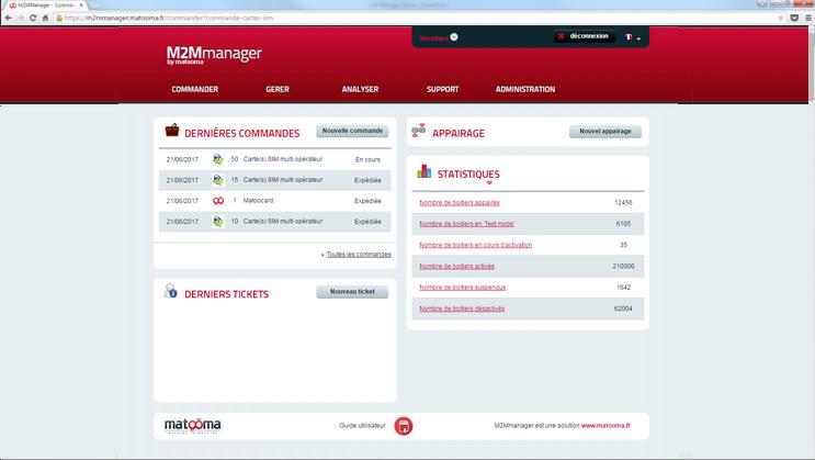 M2MManager : tableau de bord M2MManager : tableau de bord
