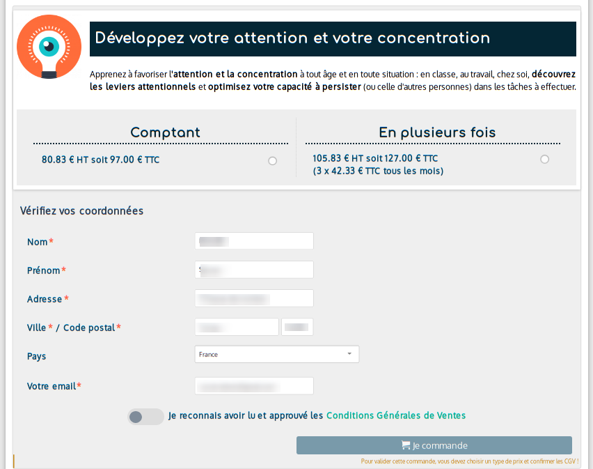 Bon de commande d'une formation : plusieurs prix sont disponibles Bon de commande d'une formation : plusieurs prix sont disponibles