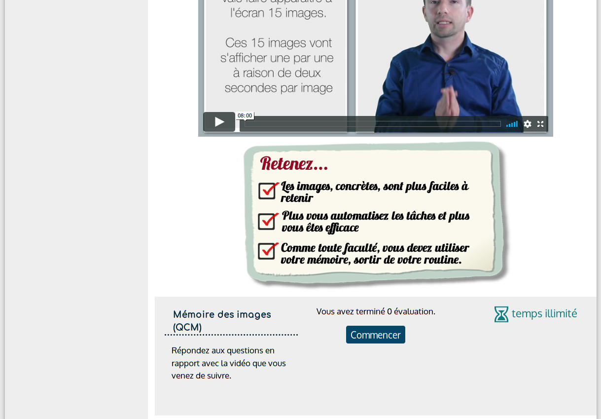 Exemple de contenu de la formation avec Vidéo et QCM Exemple de contenu de la formation avec Vidéo et QCM
