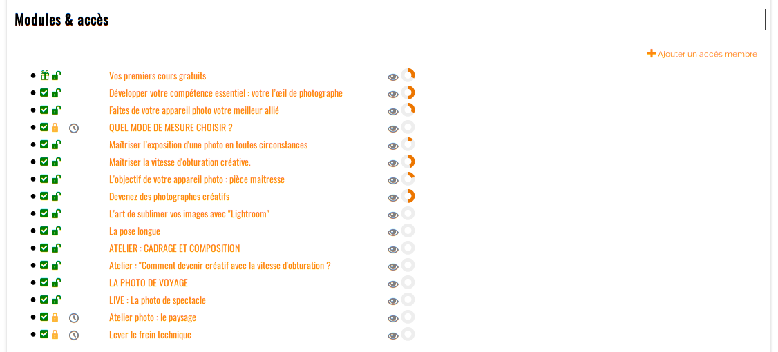 Vous pouvez suivre les progressions des apprenants Vous pouvez suivre les progressions des apprenants