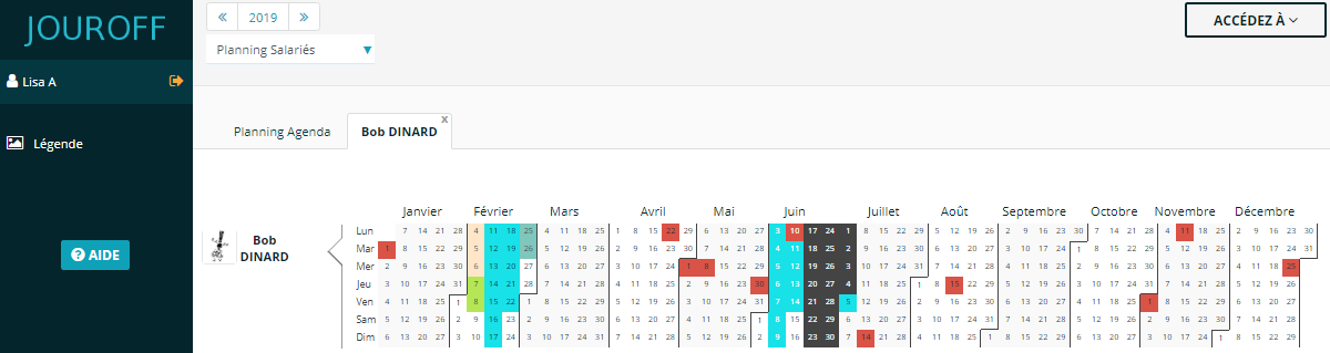 JOUROFF - Planning annuel