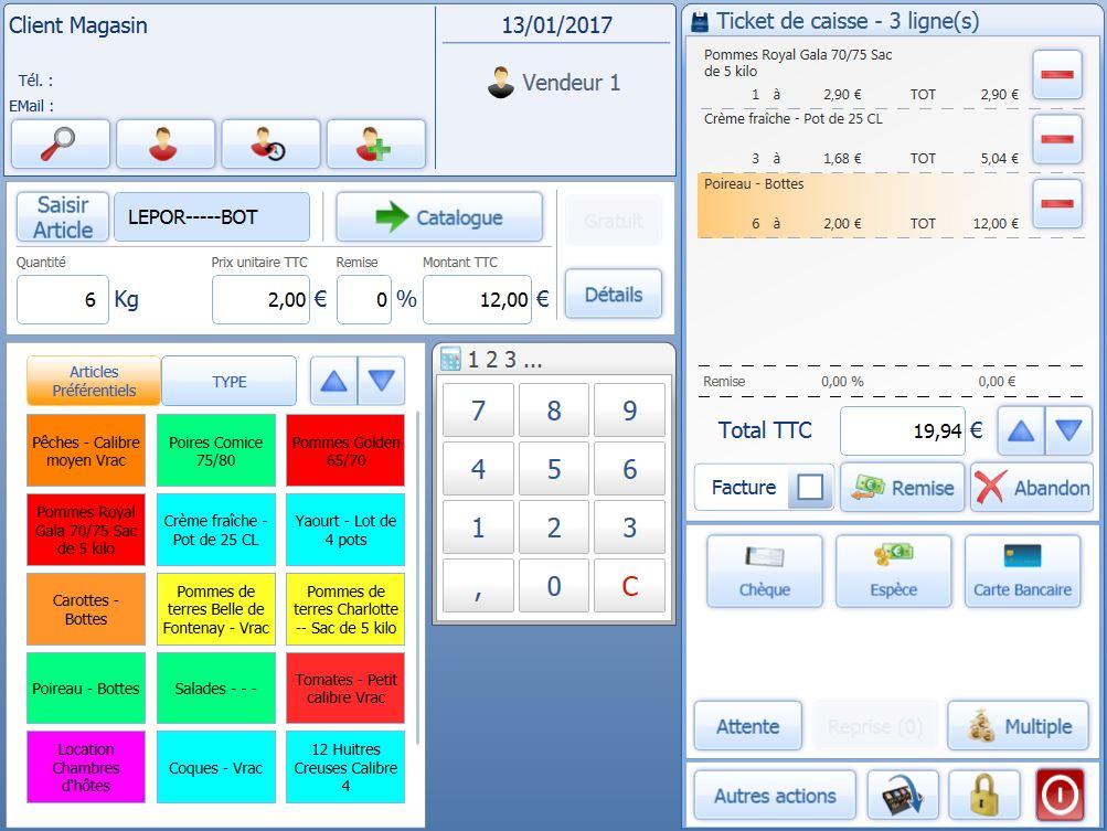 TPVente - TPE PME - schermata di inserimento