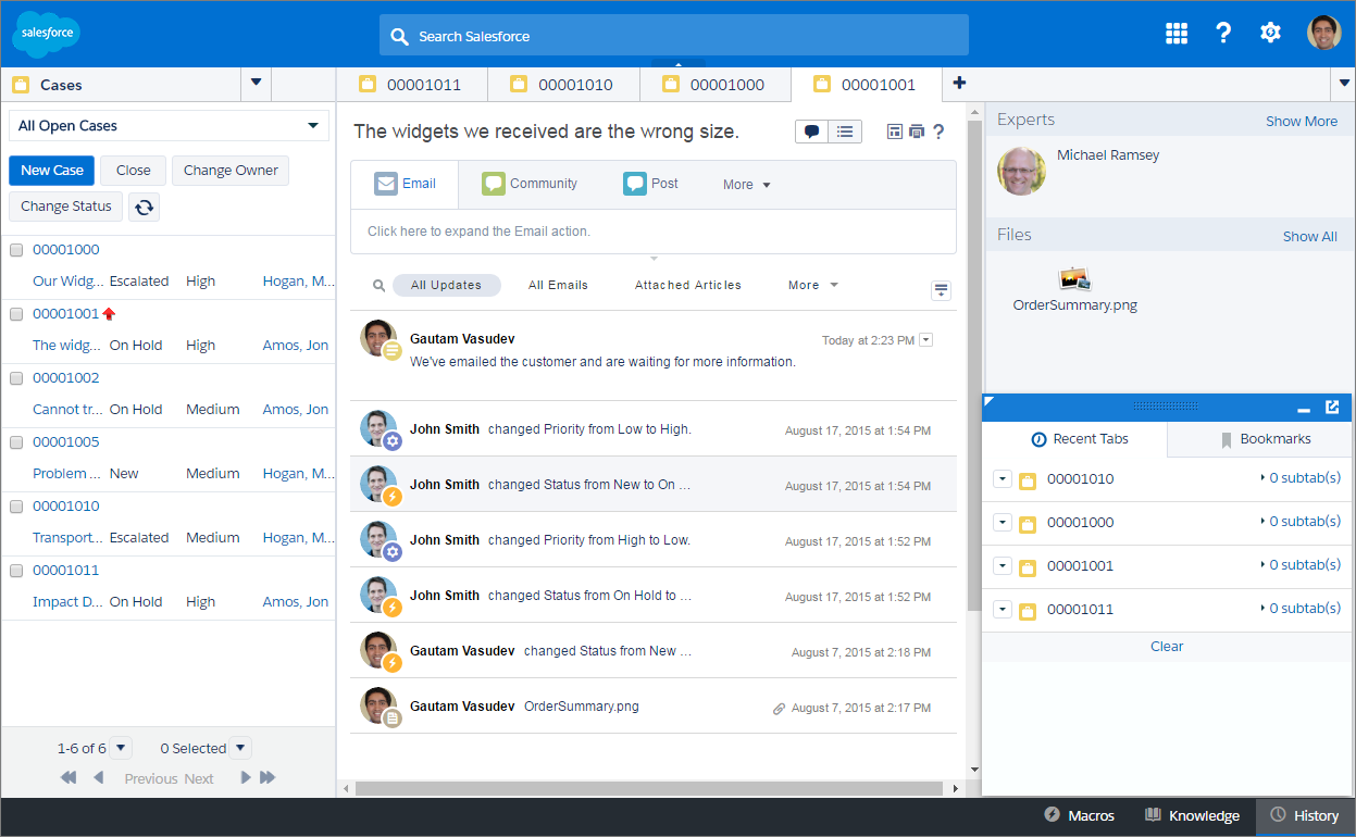 Service Cloud - Salesforce Cloud Service solicitações de entrada