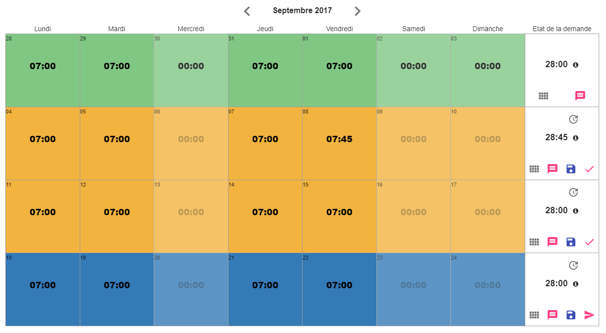Saisie du temps simplifiée via un planning