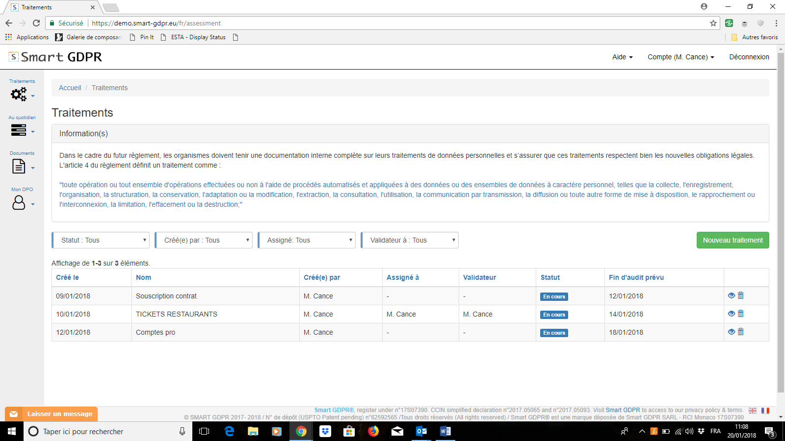 Traitements en cours. Traitements en cours.