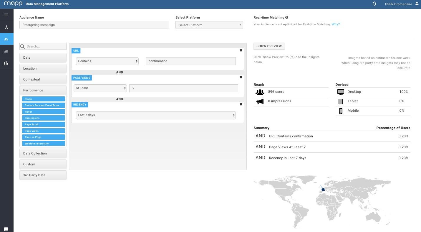 Mapp Acquire - Sélection d'audiences avec Mapp Acquire