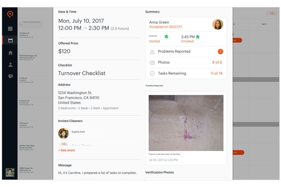 Real-time reporting a problems and feedback from the cleaners