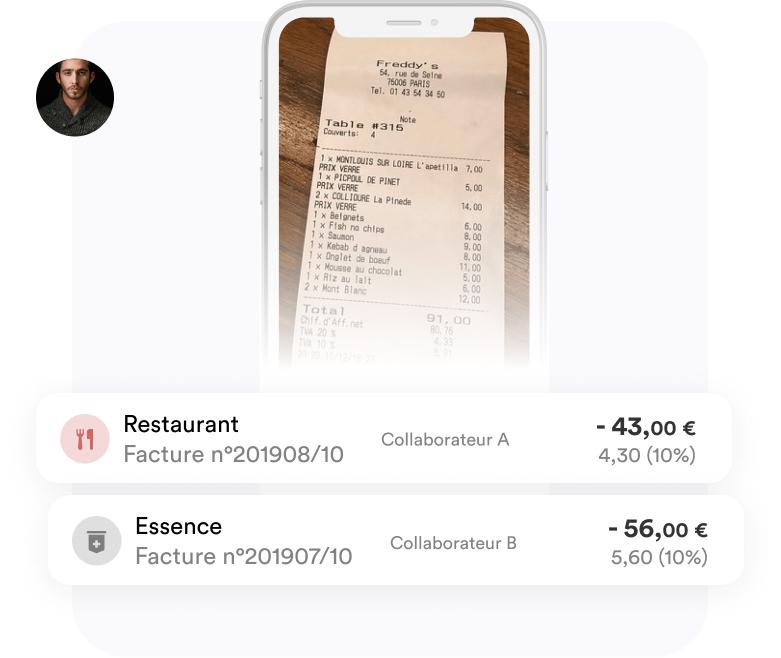 Gagnez du temps en nous transmettant vos factures et notes de frais par photo directement sur l'application mobile. Vos factures d’achat sont classées pour vous permettre de les retrouver rapidement par montant ou par fournisseur. Gagnez du temps en nous transmettant vos factures et notes de frais par photo directement sur l'application mobile. Vos factures d’achat sont classées pour vous permettre de les retrouver rapidement par montant ou par fournisseur.