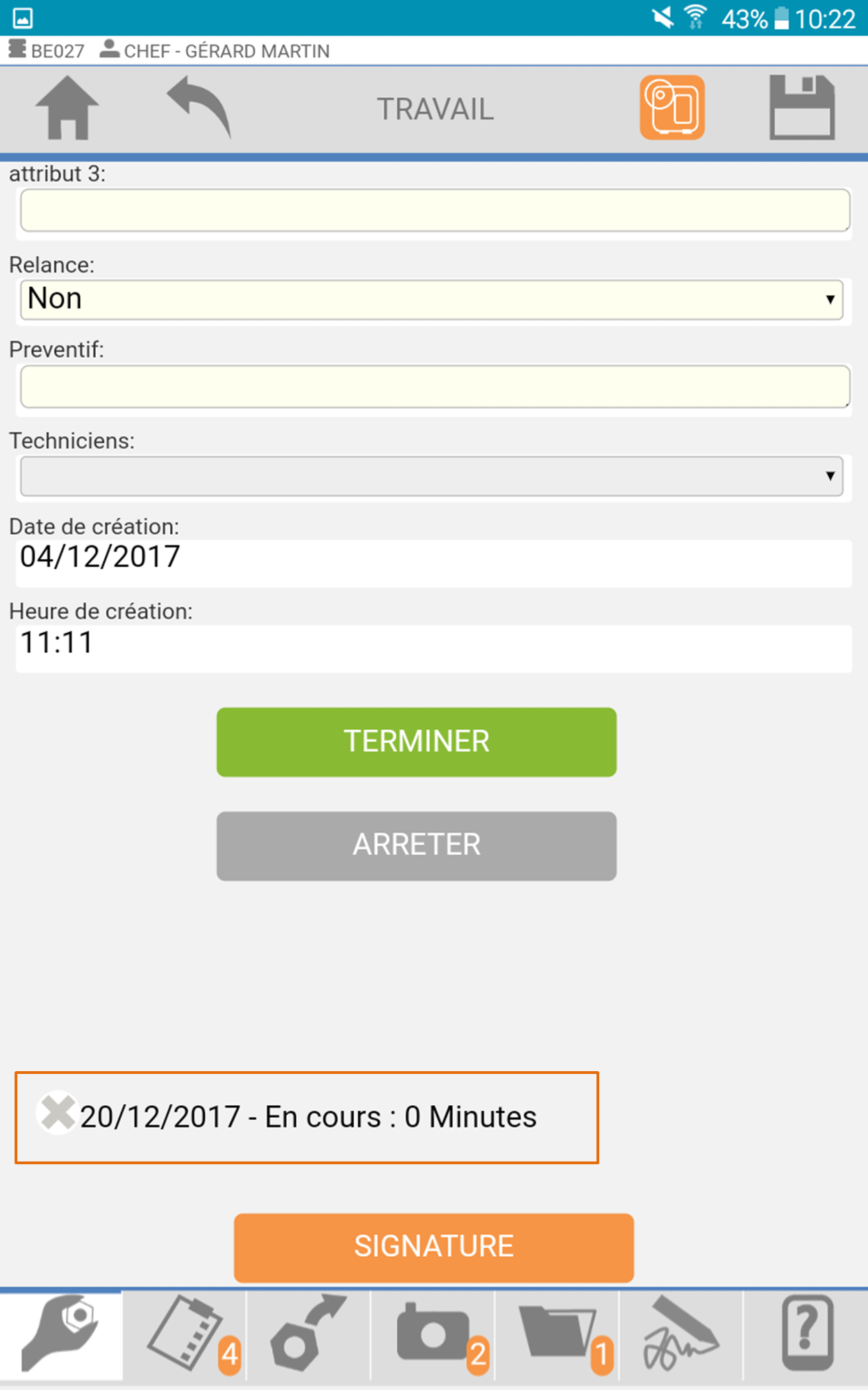 CapiLog - Fiche intervention sur application mobile