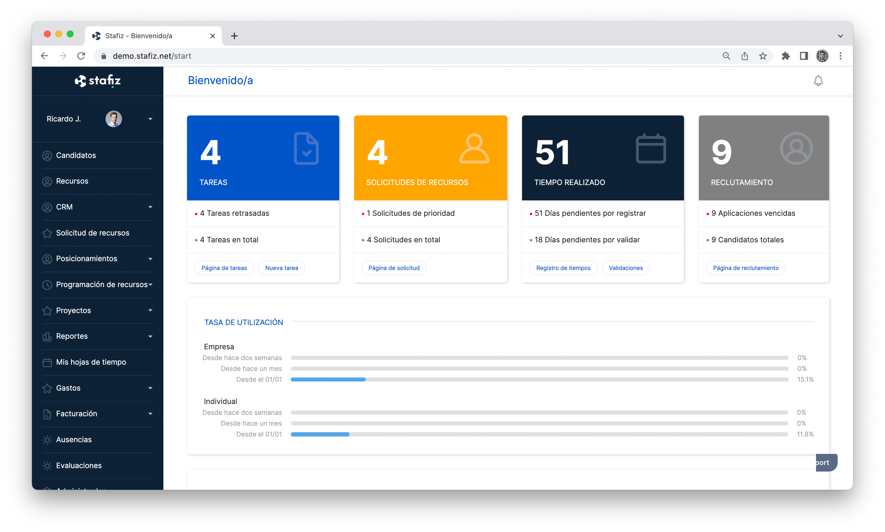 Stafiz - Main Dashboard