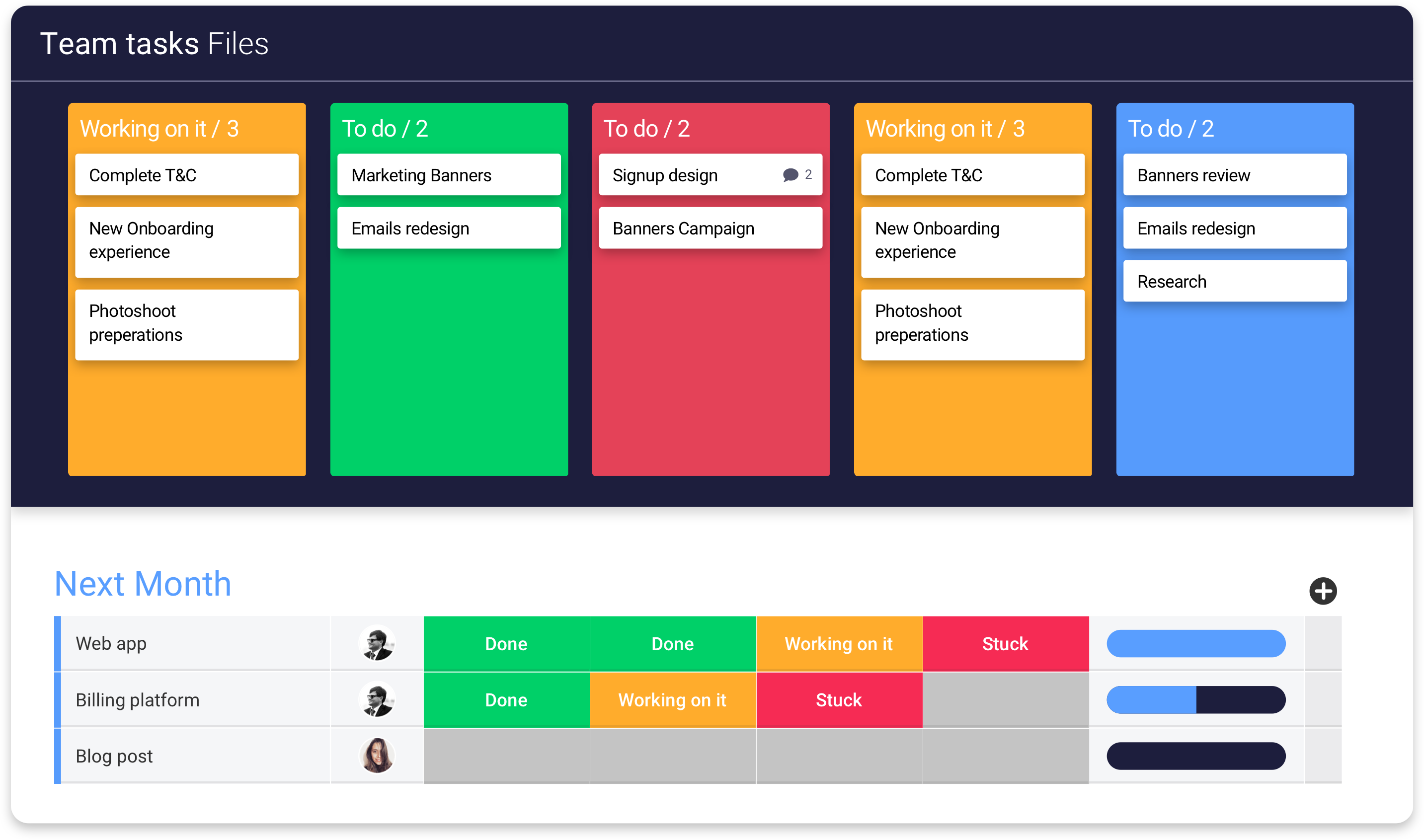 monday.com - Kanban