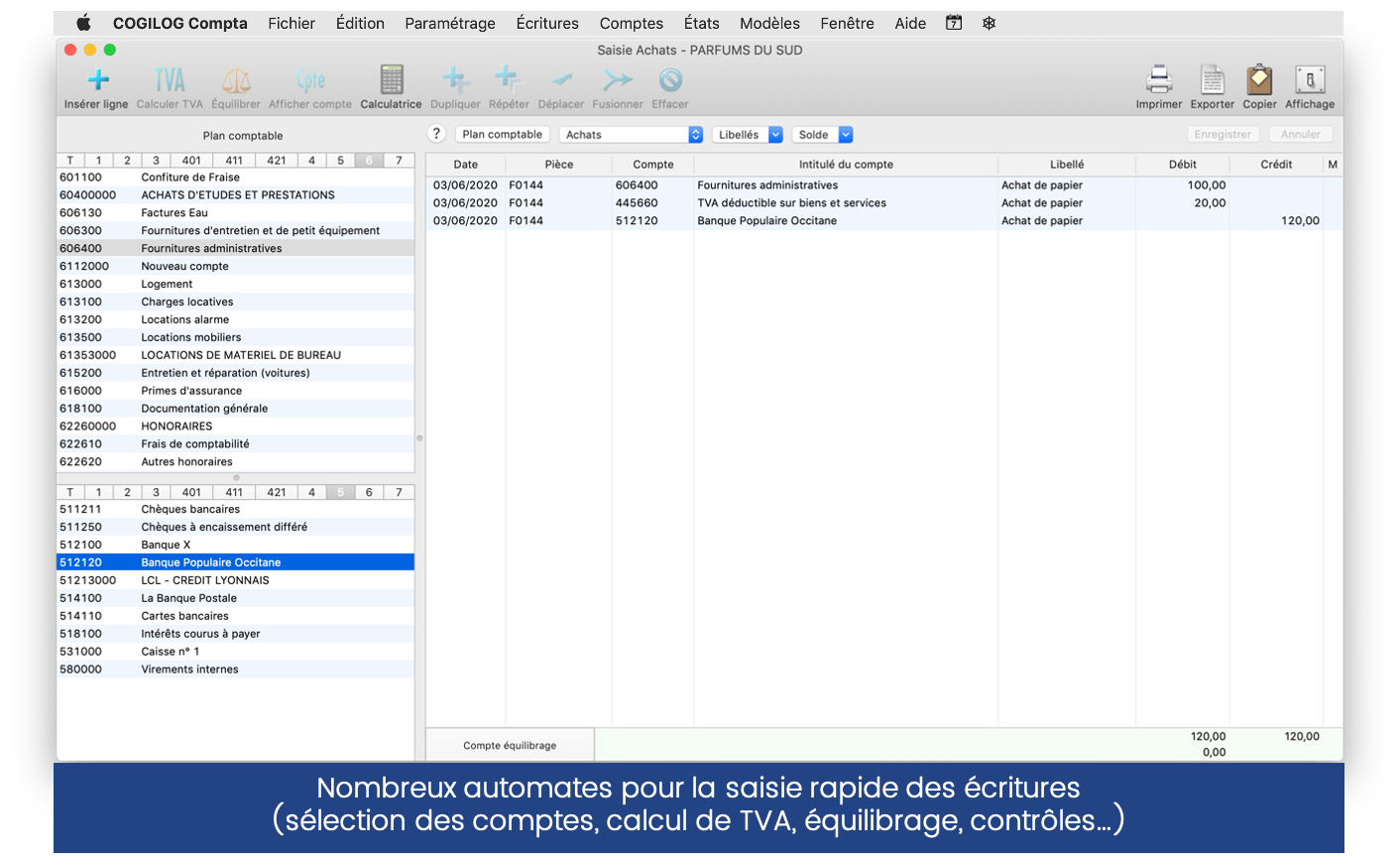 Saisie d'une écriture comptable
