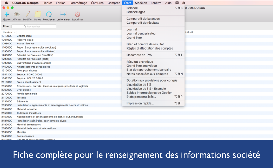 Liste des états d'analyse Liste des états d'analyse