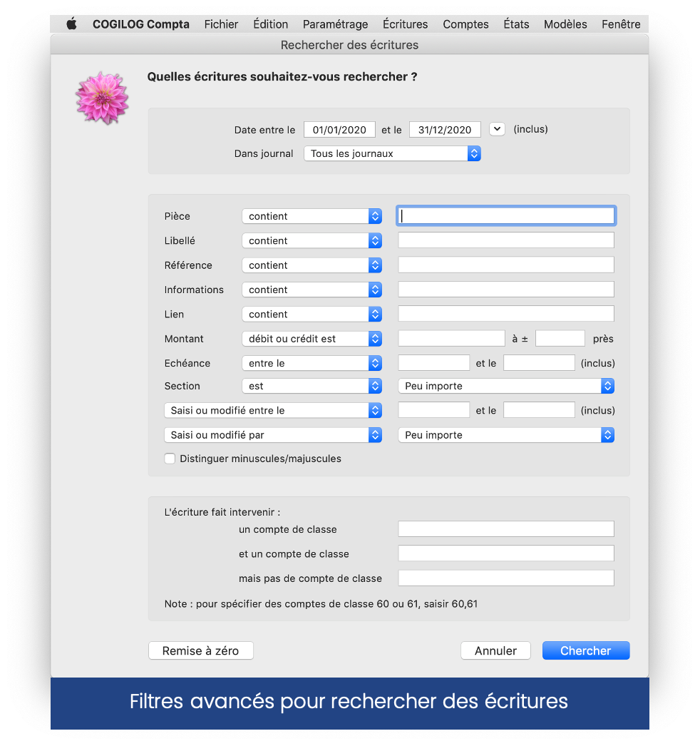 Filtres de recherche avancés
