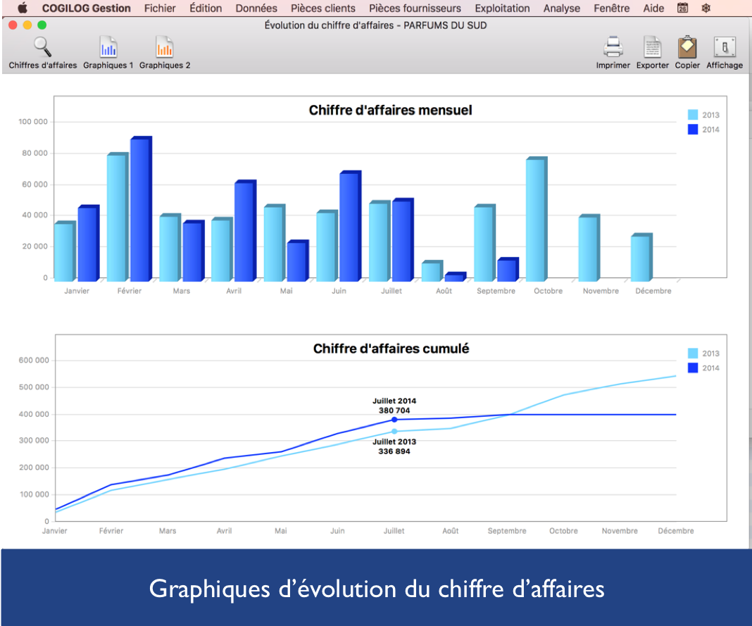 Graphiques d’évolution du chiffre d’affaires Graphiques d’évolution du chiffre d’affaires