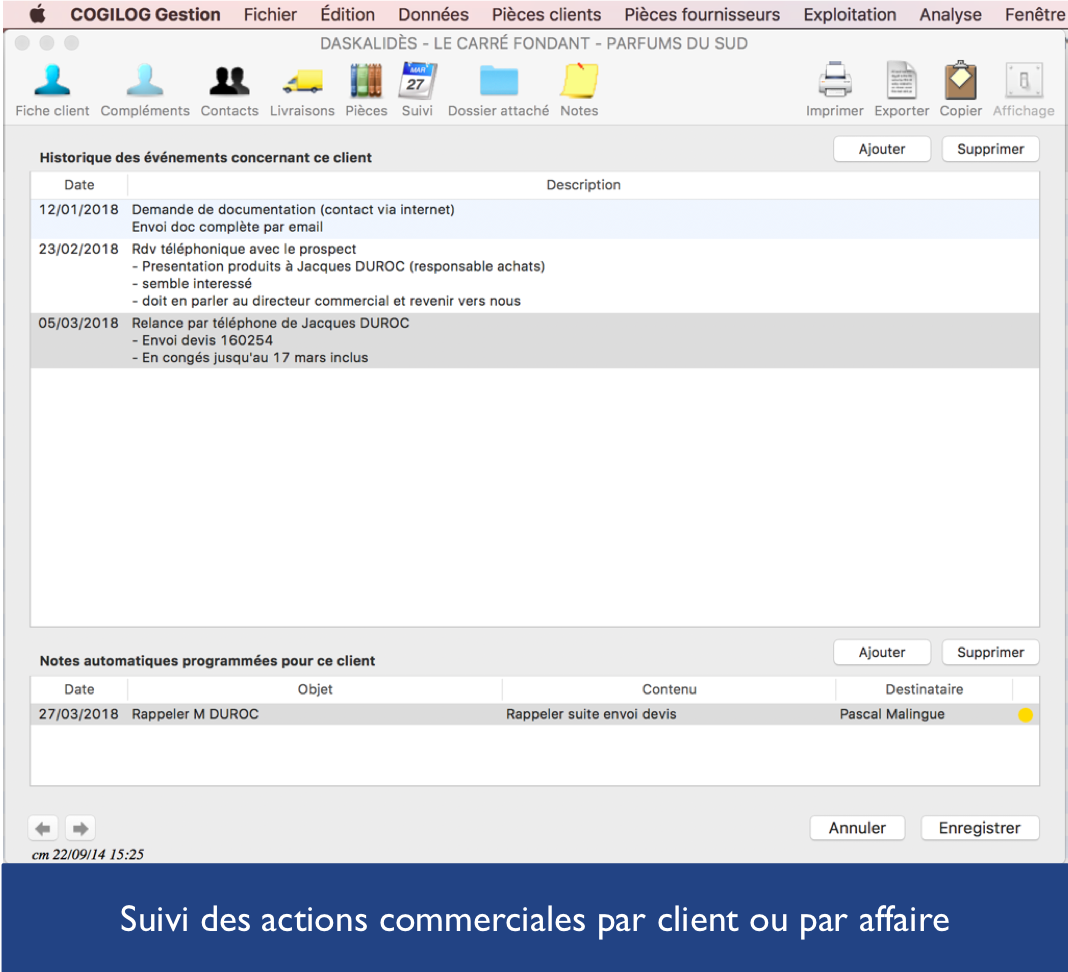 Suivi des actions commerciales Suivi des actions commerciales