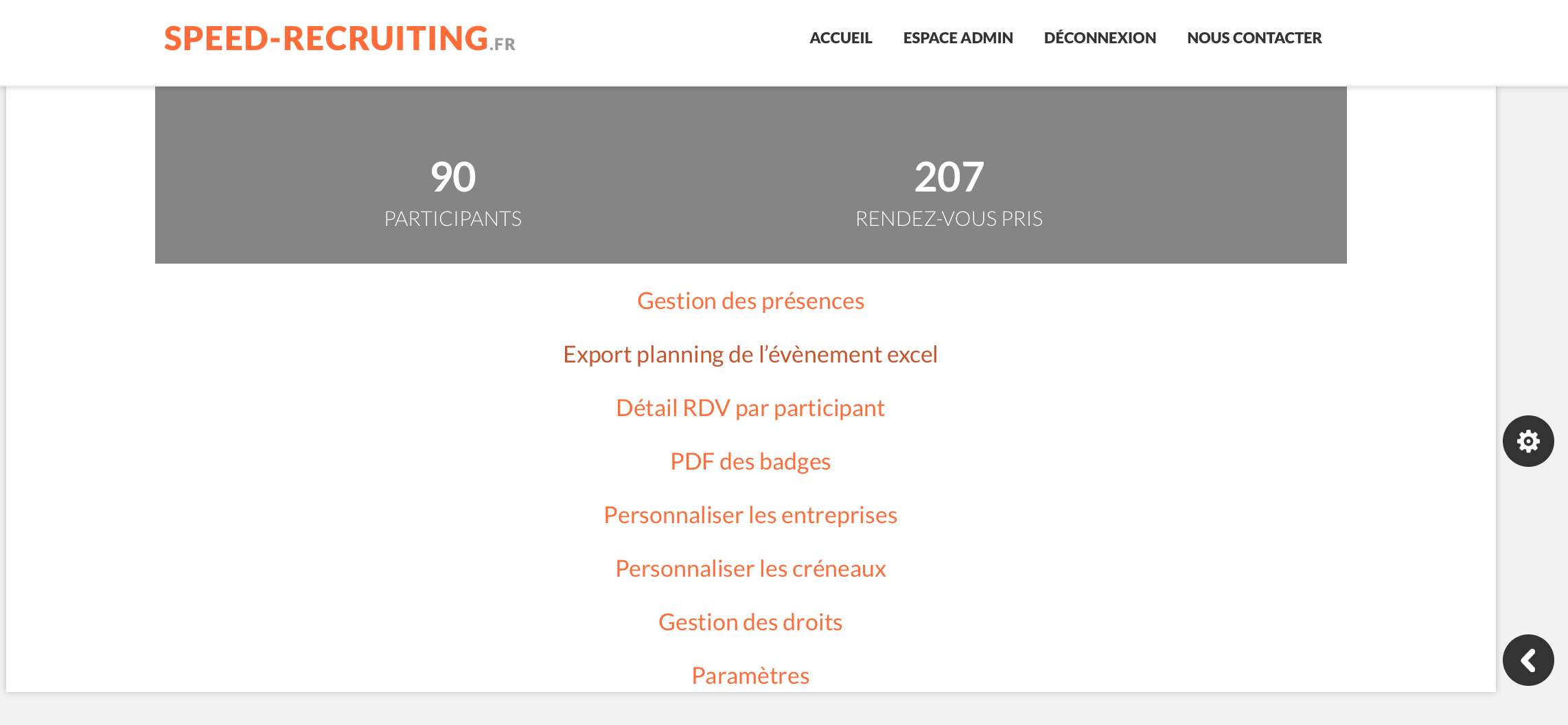 Menu et paramètrage recruteur & organisateur Menu et paramètrage recruteur & organisateur