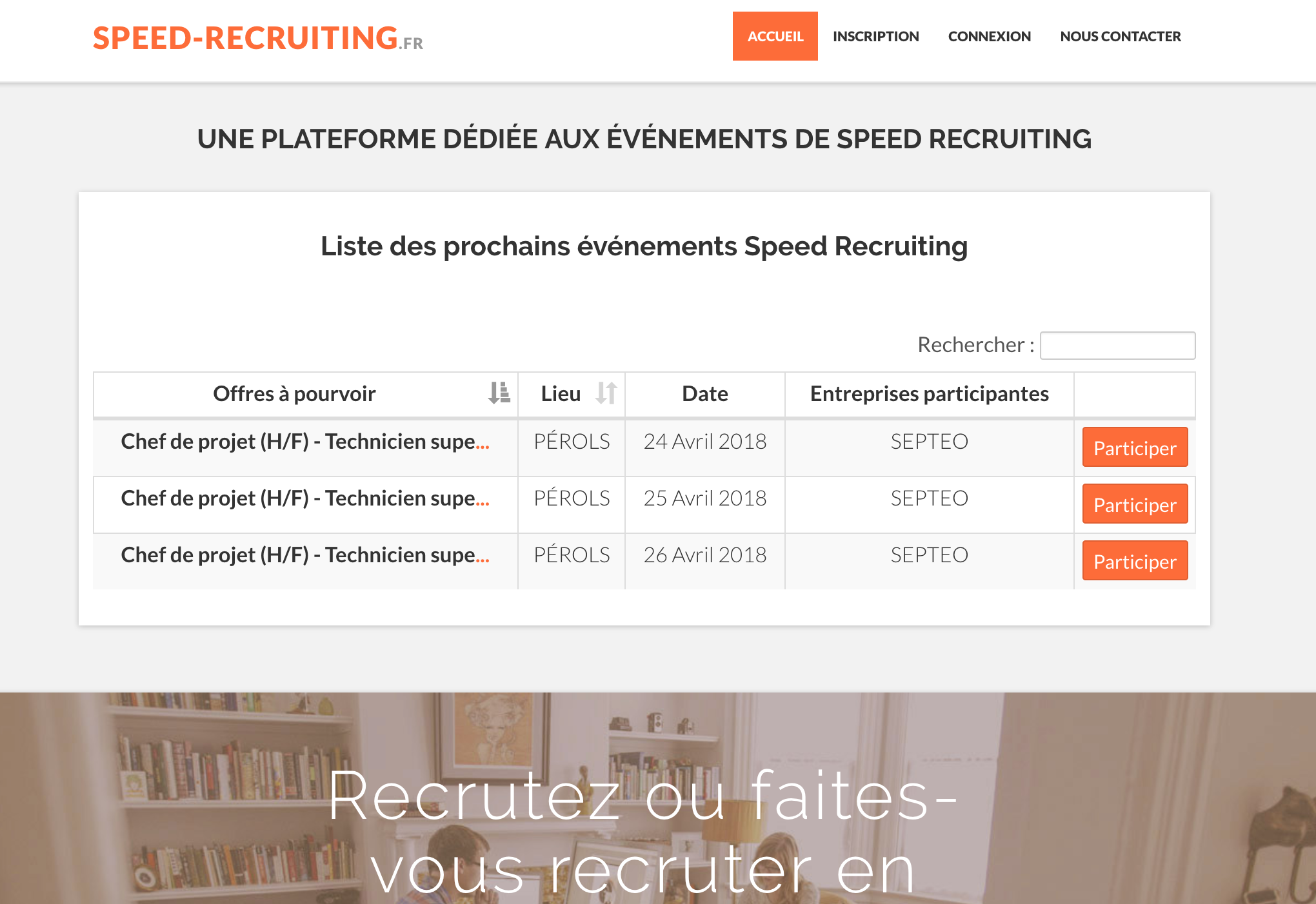 Ecran d'accueil avec événement à venir Ecran d'accueil avec événement à venir