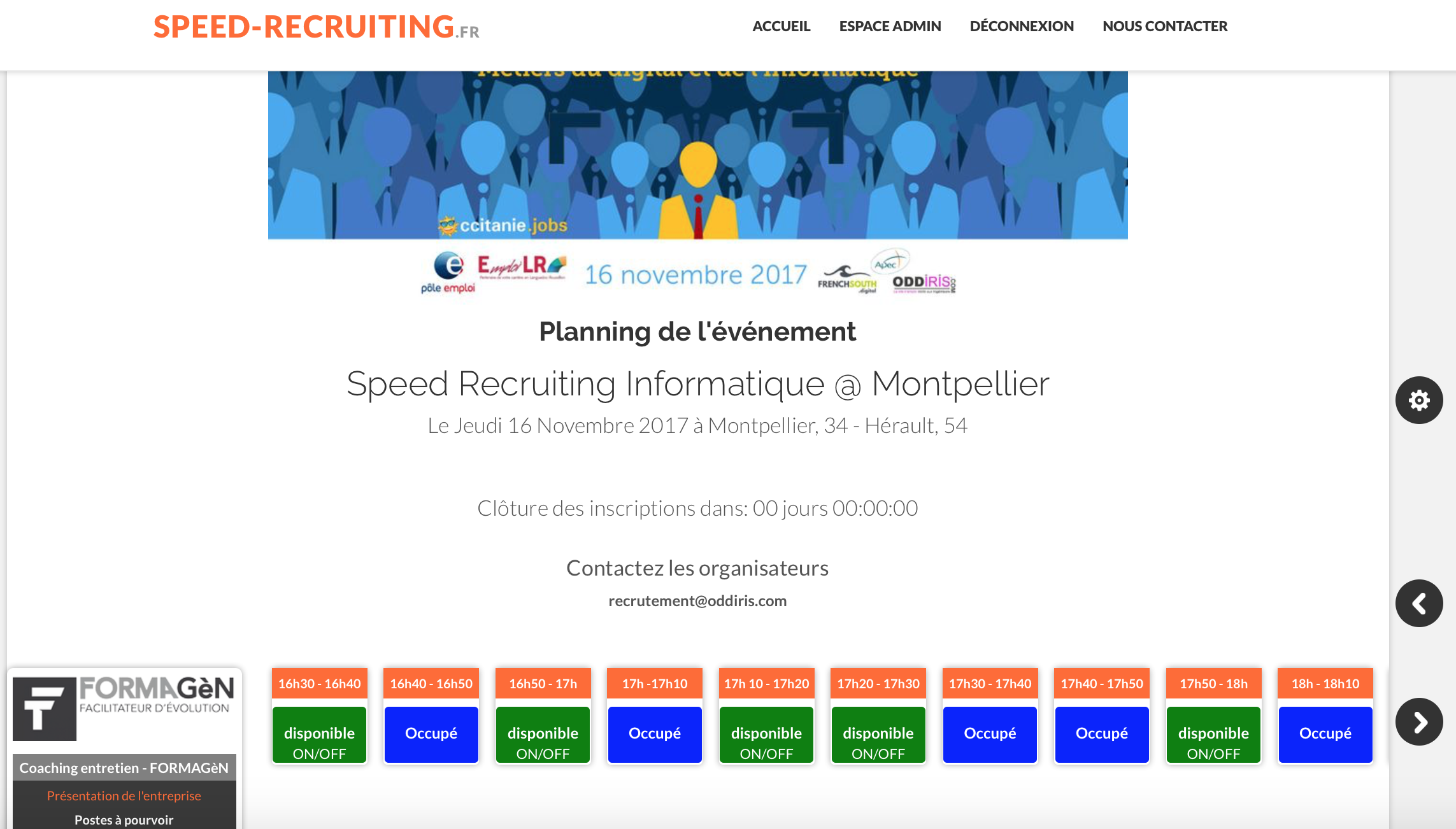 Vision planning organisateur & recruteur Vision planning organisateur & recruteur
