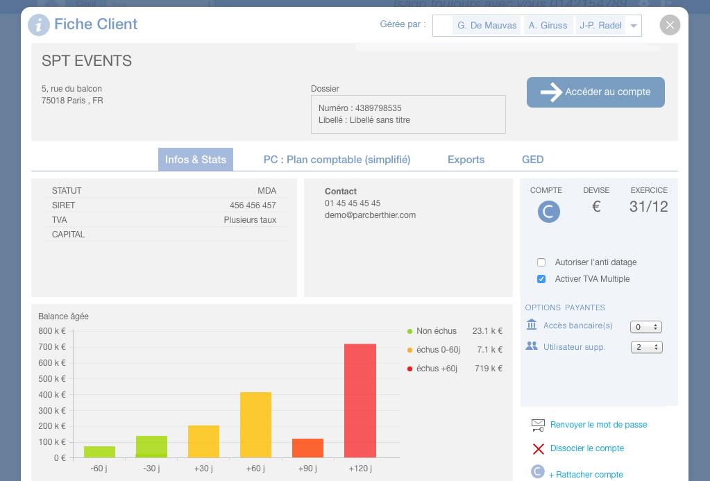 Factomos Xpert - La Fiche Client.  (Suivez en détail le compte client et assignez-le à vos collaborateurs)