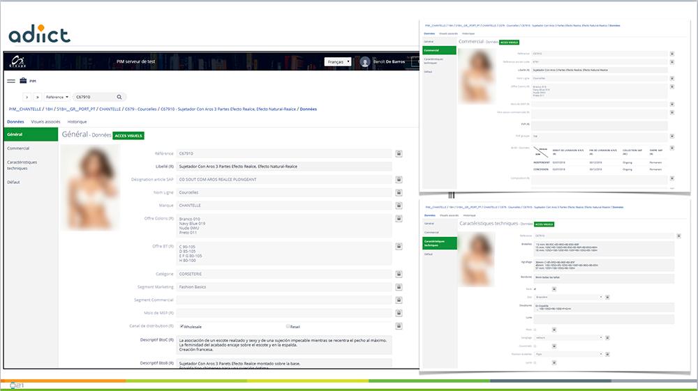 Interface de saisie du PIM avec visualisation des contextes (WEB, Général, etc). Interface de saisie du PIM avec visualisation des contextes (WEB, Général, etc).