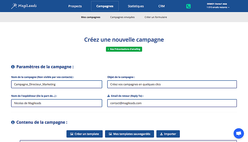 création d'un campagne création d'un campagne