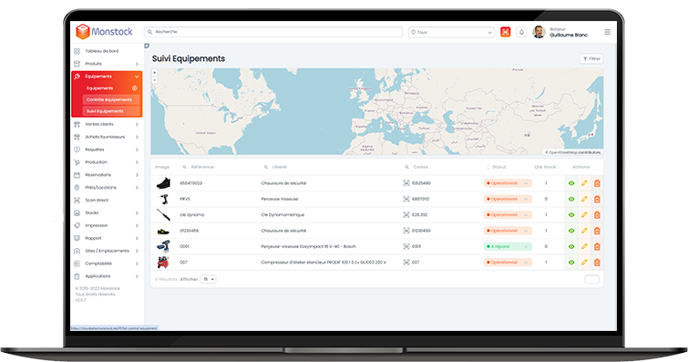 MONSTOCK - Gestion des équipements