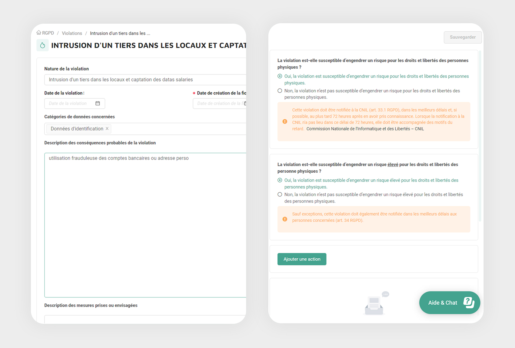 Data Legal Drive - Enregistrez et gérez les violations de données personnelles identifiées en interne ou déclarées par un sous-traitant