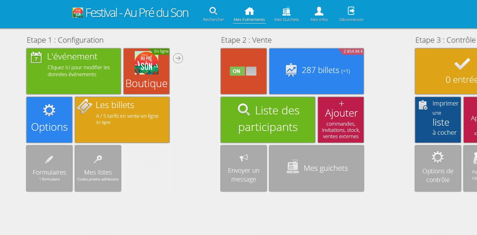 Dashboard événement Dashboard événement