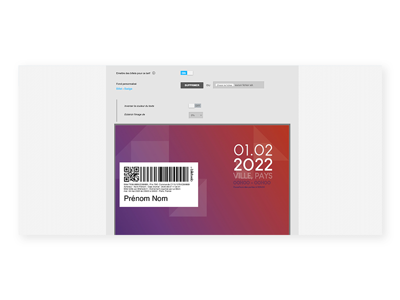 Personnaliser les billets