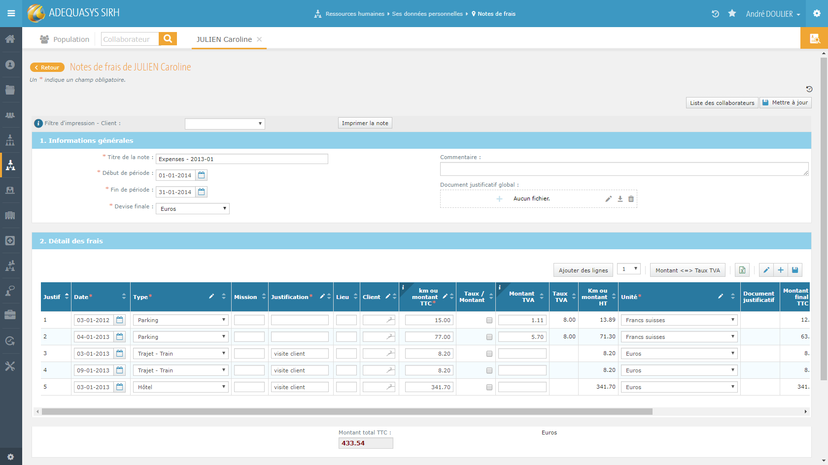 Adequasys - Module Missions & Notes de frais