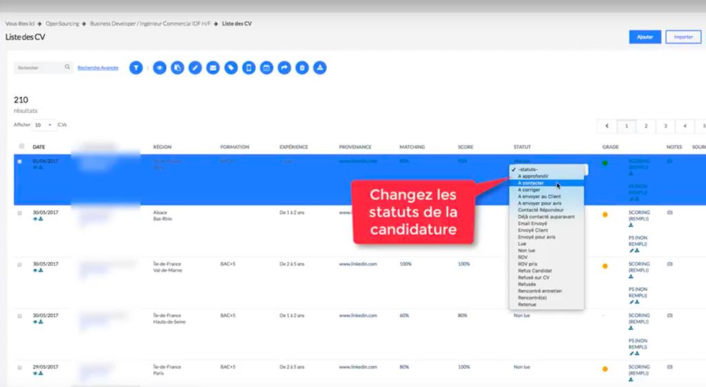 Mise à jour des statuts et commentaires entre consultants RH. Mise à jour des statuts et commentaires entre consultants RH.