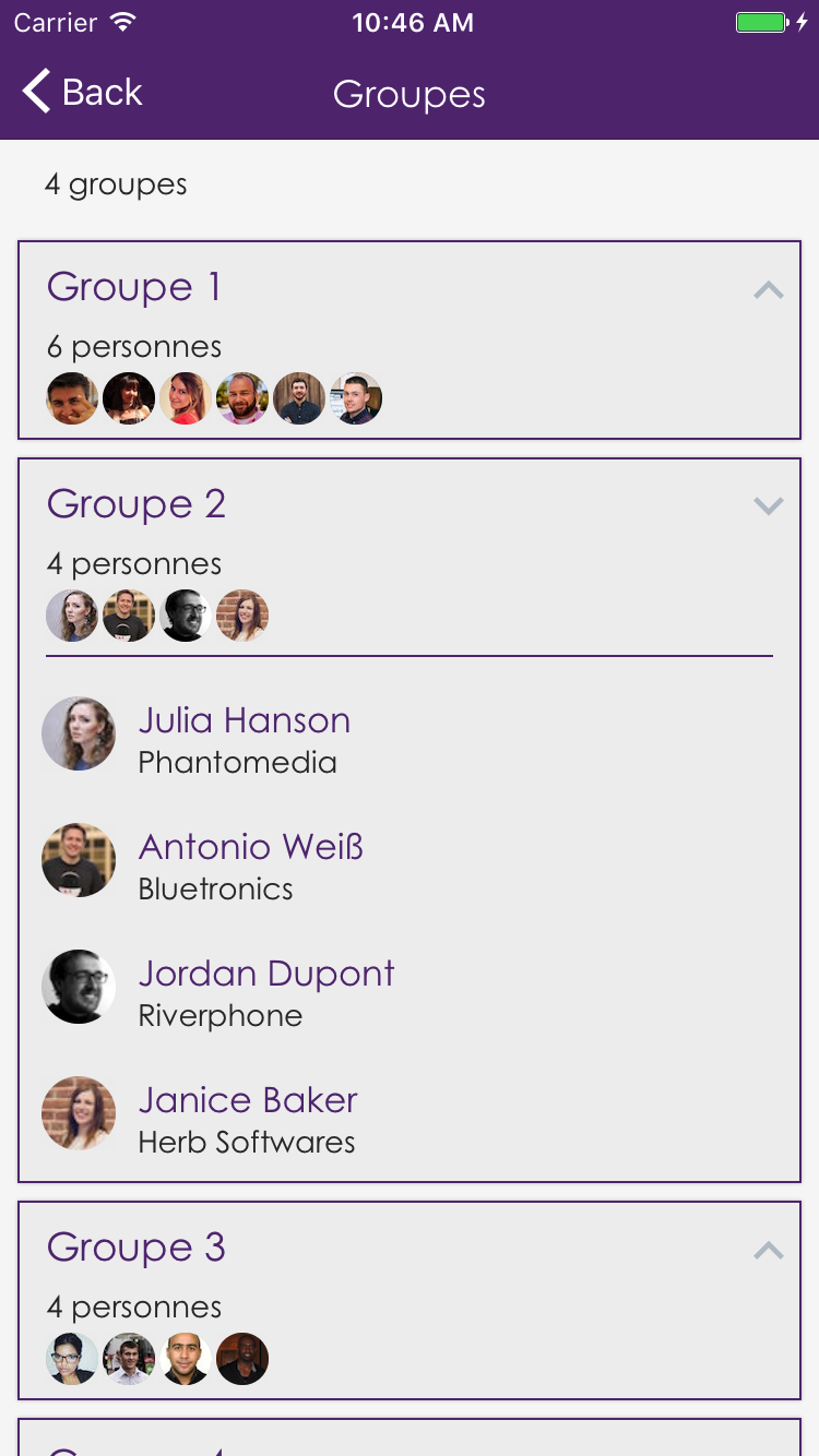 Gestion des participants par groupe depuis le back-office de gestion Gestion des participants par groupe depuis le back-office de gestion