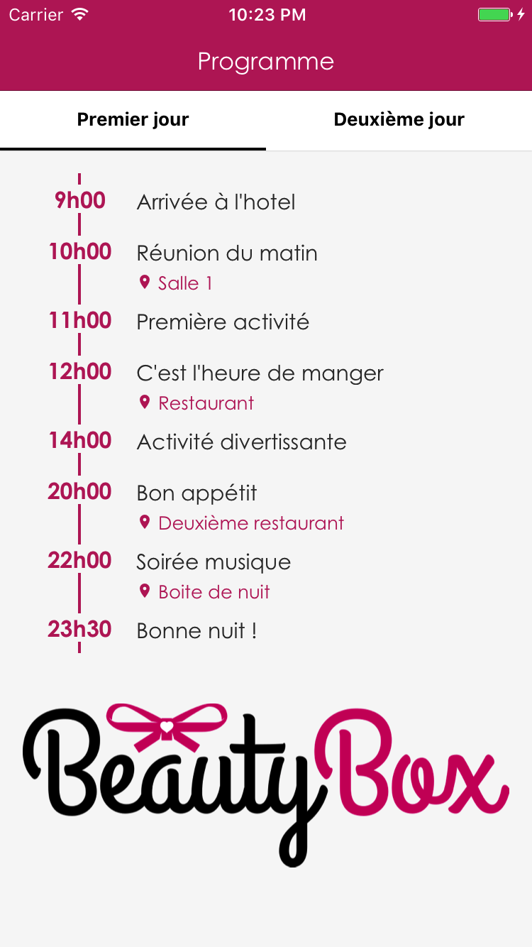 Programme personnalisé et modifiable en temps réel depuis le back-office de gestion Programme personnalisé et modifiable en temps réel depuis le back-office de gestion