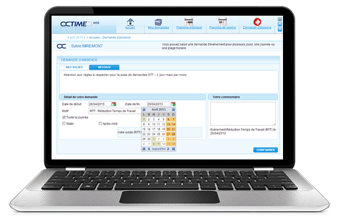 Octime: Notifications, Application mobile, Contrôle de l'absentéisme Octime: Notifications, Application mobile, Contrôle de l'absentéisme