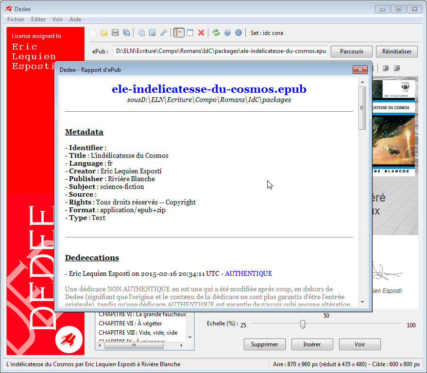 Rapport d'authenticité sous Windows Rapport d'authenticité sous Windows