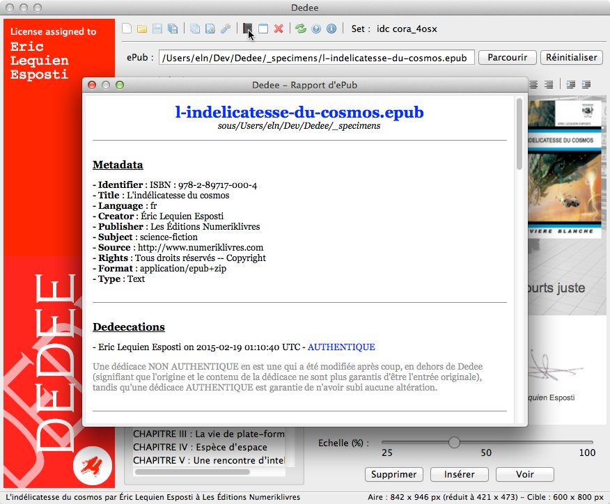 Rapport d'authenticité sous OS X et macOS Rapport d'authenticité sous OS X et macOS