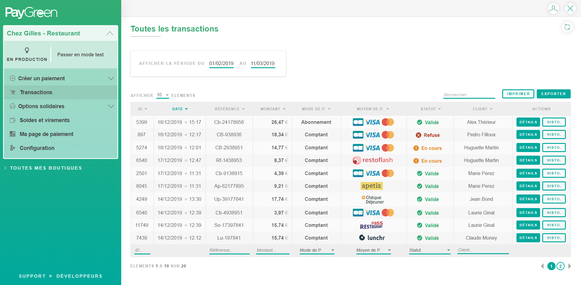 Back office de gestion des transactions Back office de gestion des transactions