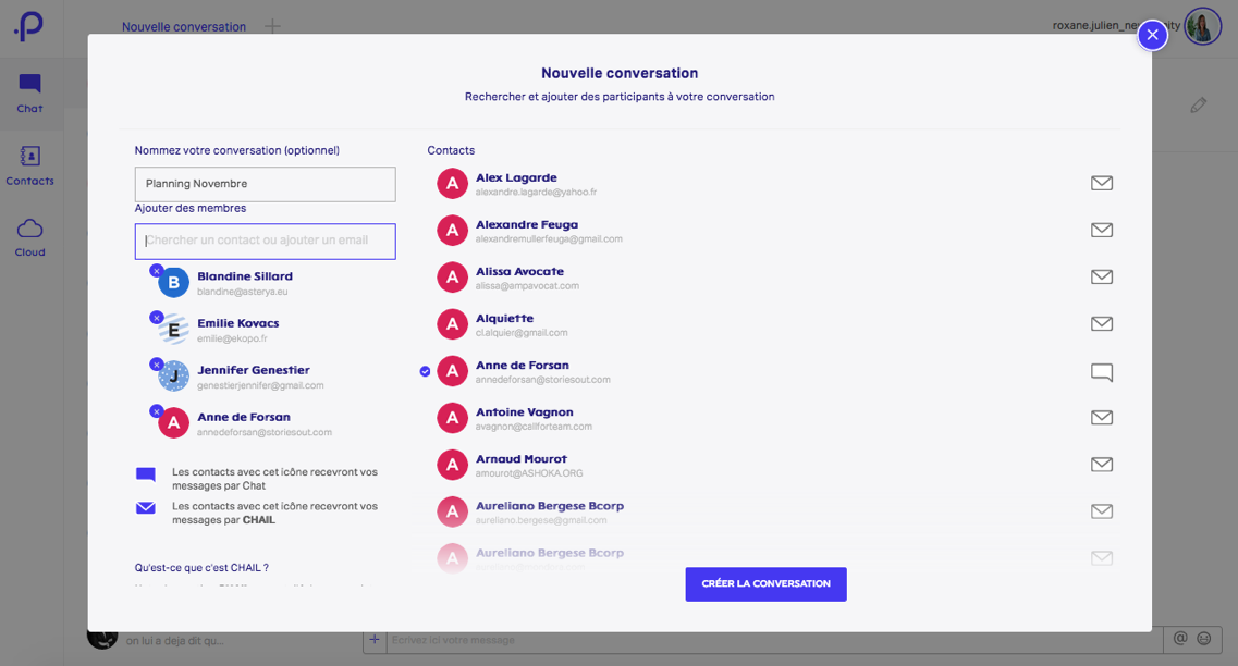 Place - choix des participants dans la conversation