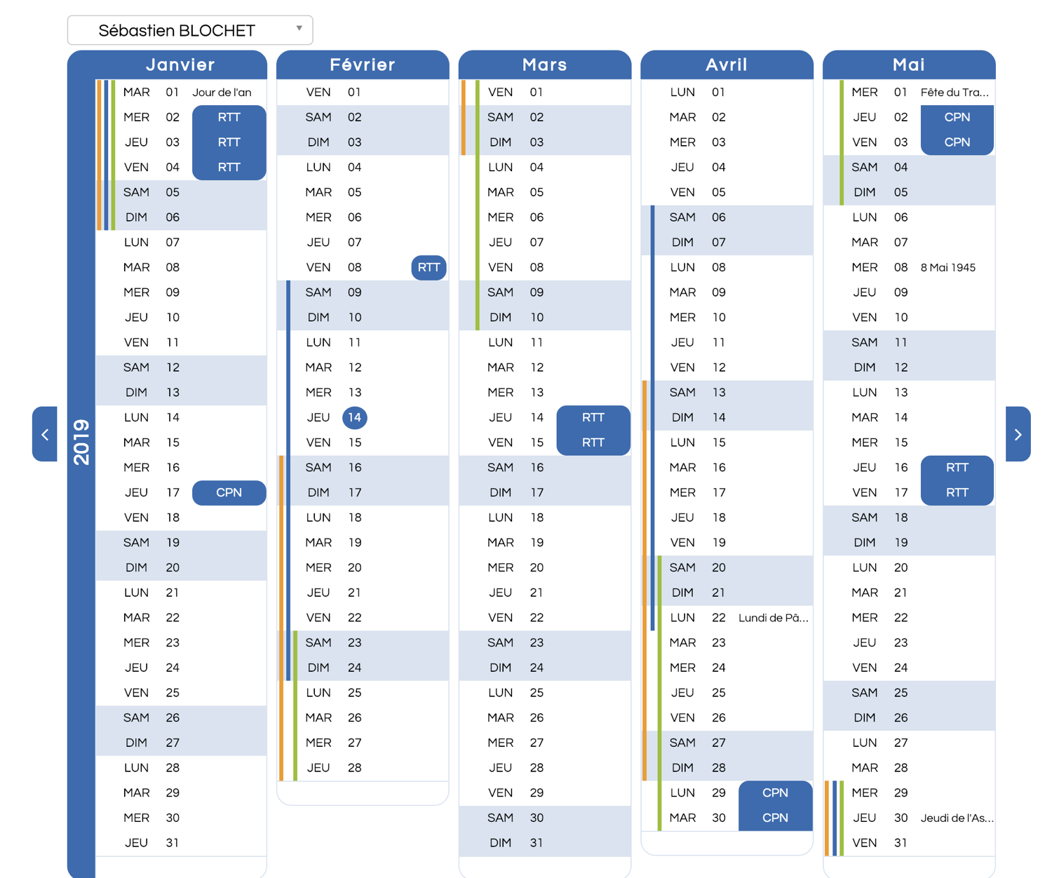 Calendrier de pose de congé simple et complet Calendrier de pose de congé simple et complet