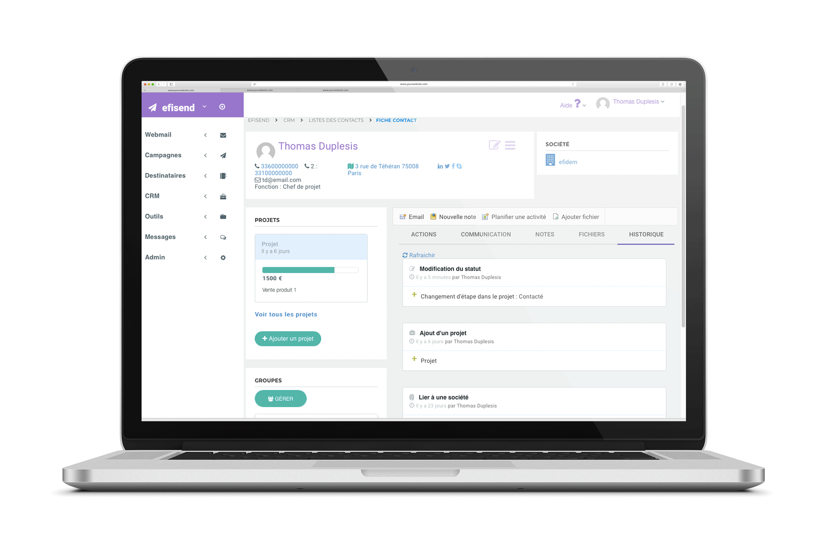 Fiche contact CRM : toutes les informations dont vous avez besoin pour la relation client.