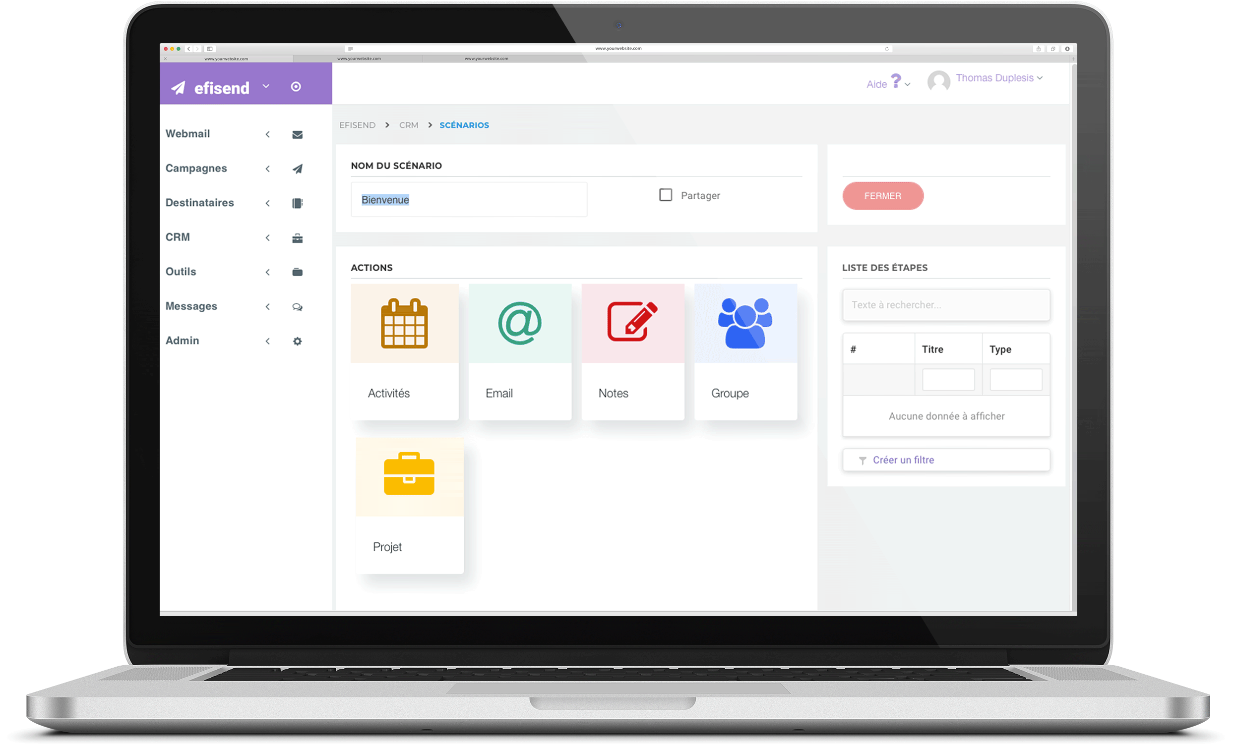 Créez des scénarios pour automatiser la création de contact et gagner du temps.
