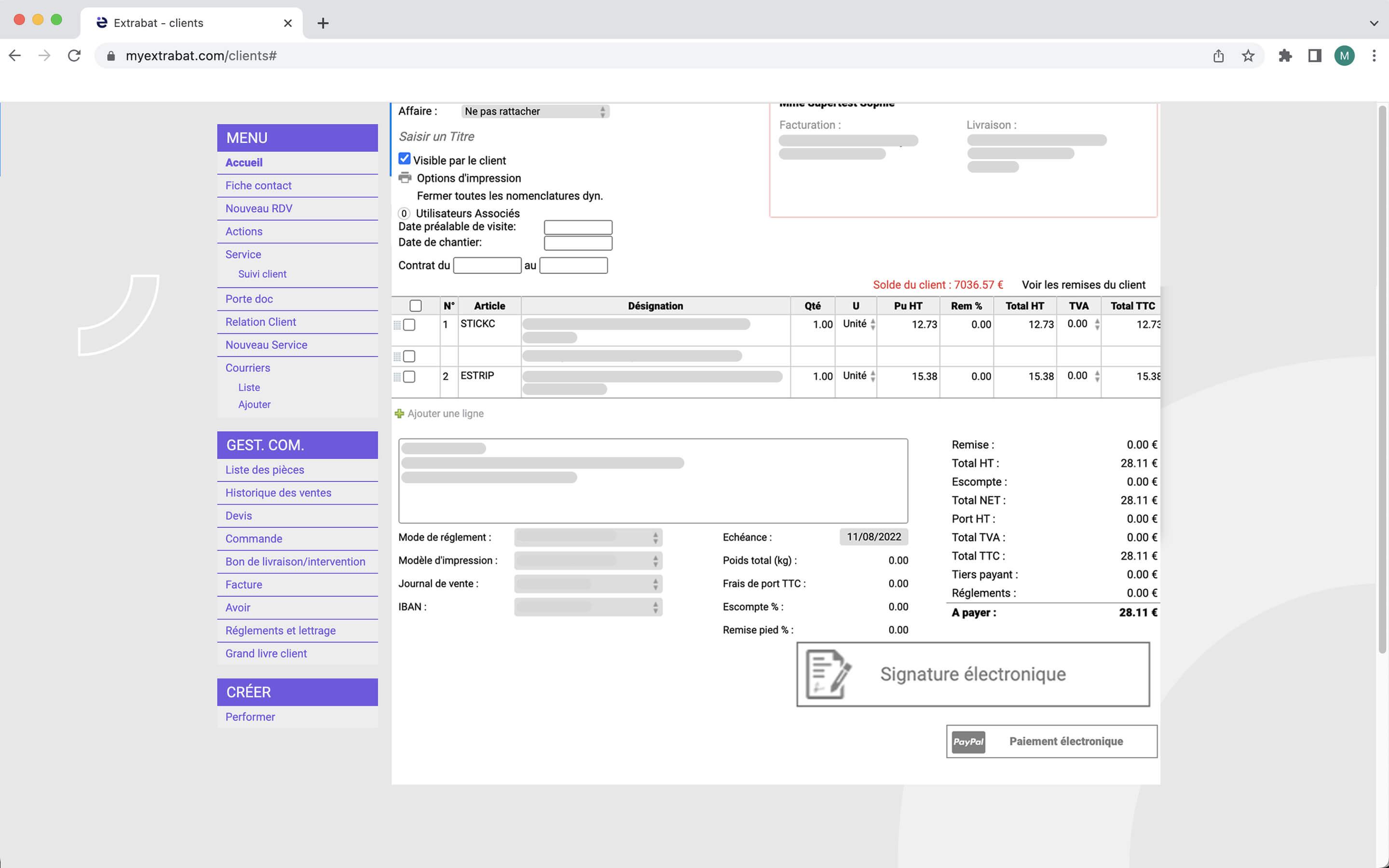 Extrabat - Éditez rapidement et facilement vos devis, commandes, BL,
factures et avoirs.