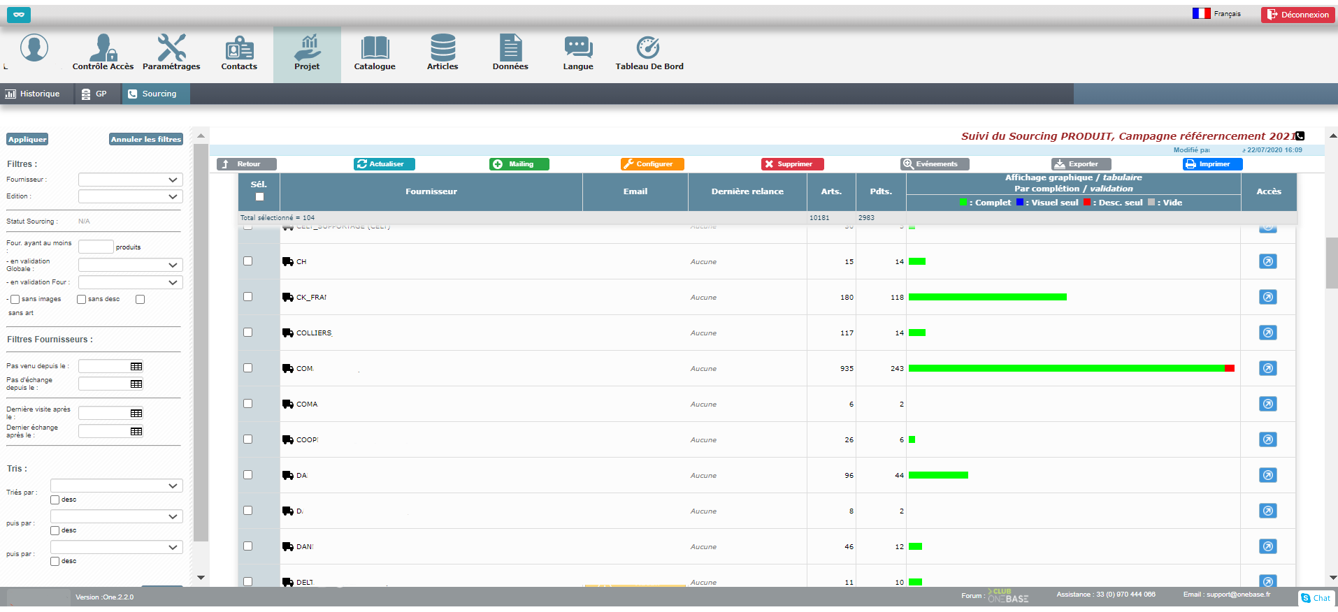 Sourcing fournisseur. La puissance du MDM Onebase pour une mise en place rapide d'une campagne de sourcing : lancement, suivi, relance, tout est automatisé