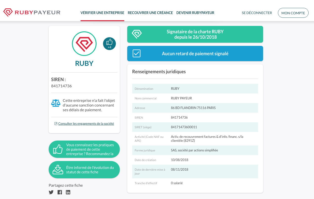 Fiche entreprise Fiche entreprise