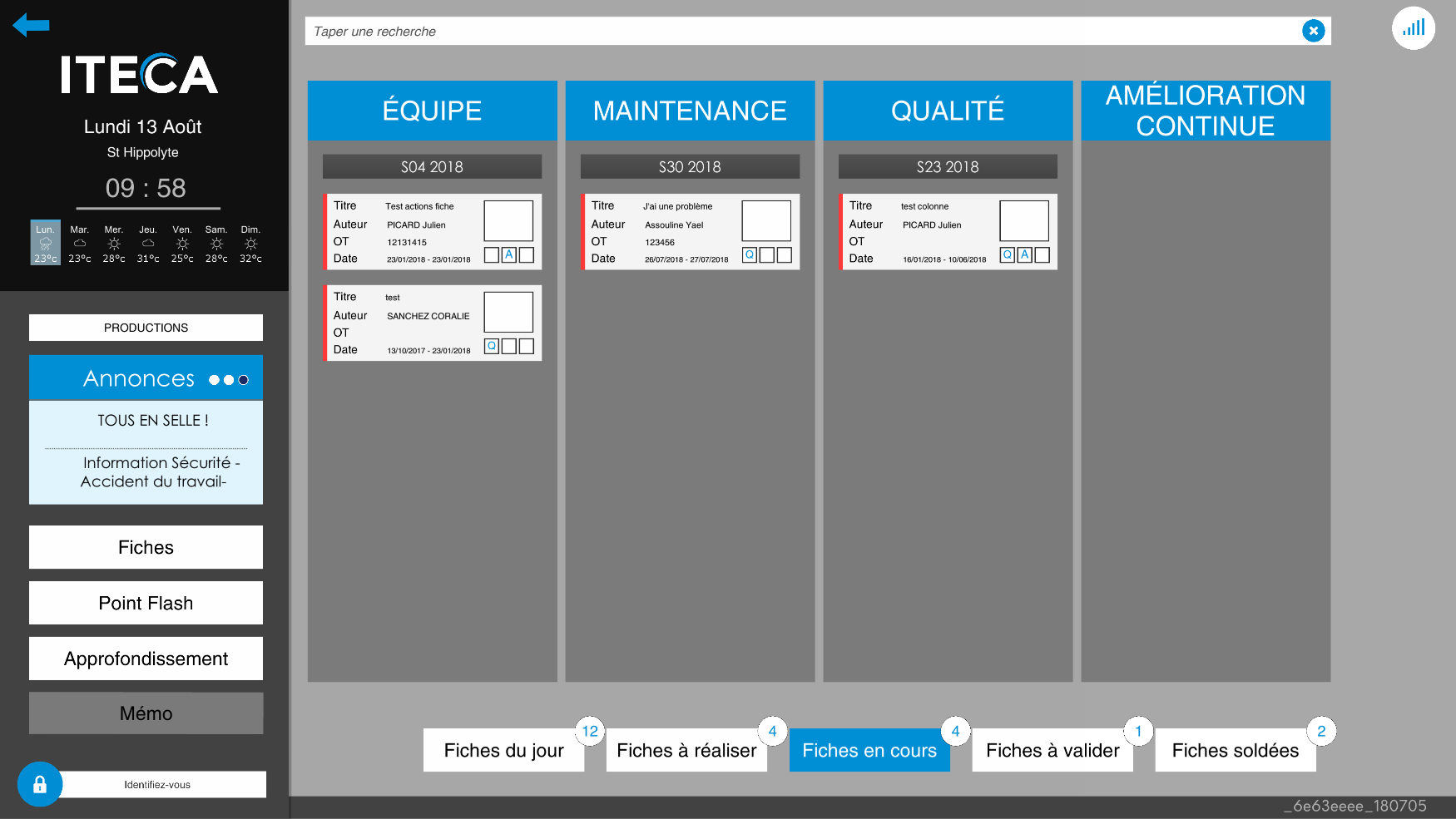 Le tableau de fiche liste les dysfonctionnements identifiés par vos équipes pour suivre les plans d'actions qui permettront leur résolution Le tableau de fiche liste les dysfonctionnements identifiés par vos équipes pour suivre les plans d'actions qui permettront leur résolution